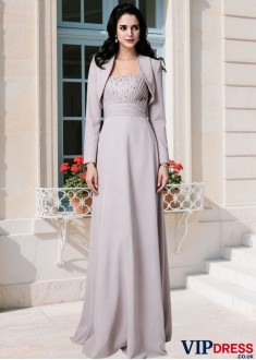 Elegant Strapless Beaded Chiffon Mother of the Bride Dress