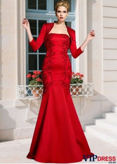 Elegant Strapless Satin Mermaid Mother of the Bride Dress