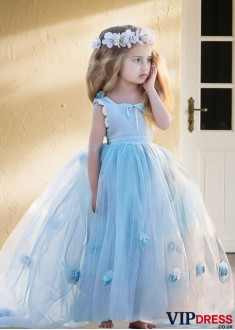 Floor-Length Bateau Neck Flower Girl Dress