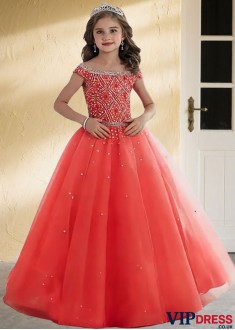 Floor Length Tulle Beading Princess Flower Girl Dress