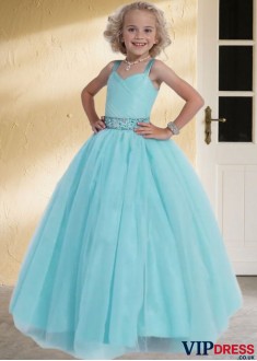 Tulle Sleeveless A Line Flower Girl Dresses with Crystals