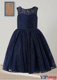 Floor-Length Lace Flower Girl Dress