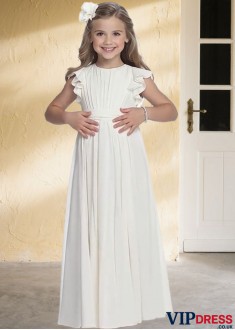 Chiffon Jewel Neck Flower Girl Dress – Floor Length A Line Gown