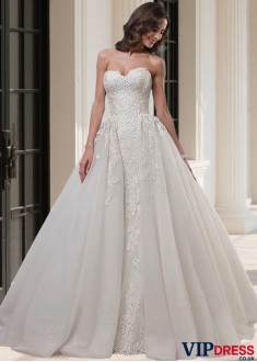 Sweetheart Tulle Bridal Gown Dress – Elegant Full Length Wedding Dress