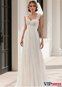 Chiffon Sweetheart Empire Waist Sweep Train Bridal Dress