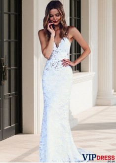 Sheath Lace Beach Wedding Dress