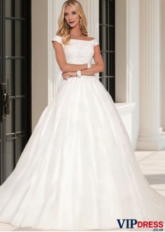 Beach A Line Wedding Dress with Cathedral Train