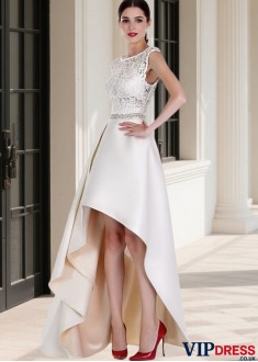Beach Short Wedding Gown – Lace & Satin A Line Bridal Dresses