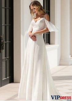 Chiffon A-line Beach Bridal Dress