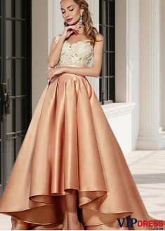 Satin Tulle Hi Lo Dress
