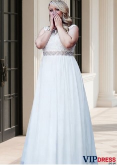 Plus Size A Line Chiffon Wedding Dress with Chapel Train