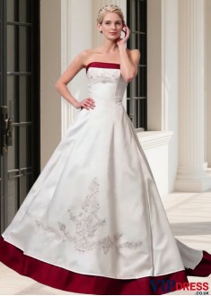 Elegant Satin Sleeveless Strapless Bridal Gown