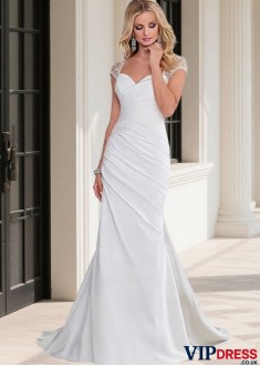 Sheath Wedding Dress with Chapel Train