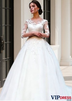 Illusion Sleeve A-Line Wedding Dress