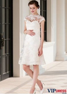 Tulle Knee Length Short Wedding Dress