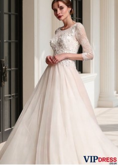 A-Line Tulle Beach Wedding Dress