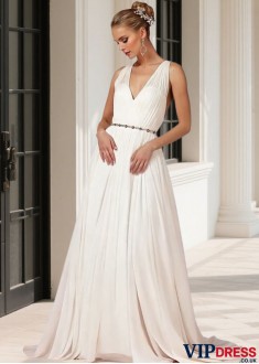 Chiffon A-Line Wedding Dress with Sweep Train