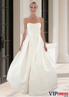 Satin A-Line Strapless Bridal Gown Sleeveless