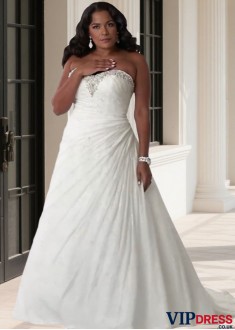 Plus Size Sweetheart Neckline A Line Wedding Dresses with Beading