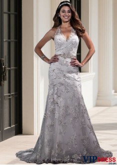 Halter Neck Tulle Mermaid Wedding Dress – Sleeveless Bridal Gown