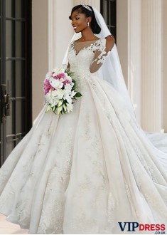 Tulle & Satin Royal Train Ball Gown
