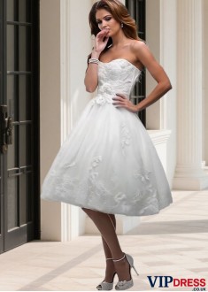 Knee Length A Line Wedding Dress Sweetheart