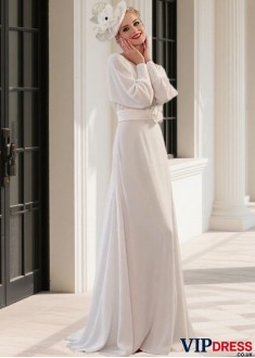 Long Sleeve Sheath Wedding Bridal Gown UK Shop Online