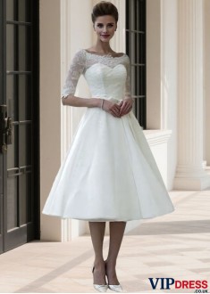 Lace Tulle A-Line Short Bridal Dress