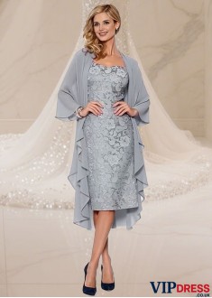 Mother of the Bride with Chiffon Jacket – Two Piece Lace Formal Gowns