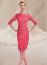 Red Satin Lace Mother of the Groom Dress with Sleeves
