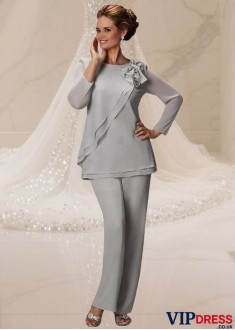 Two-Piece  Jewel Neck Mother of the Bride Pantsuits