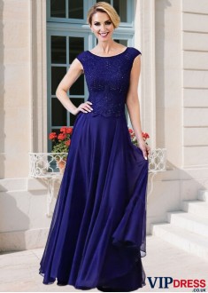Chiffon Bateau Neck A-Line Mother Dress