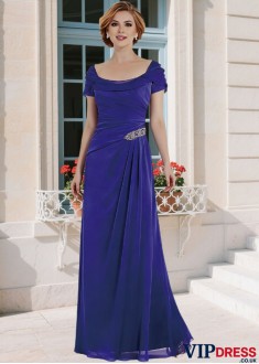 Elegant A Line Mother of the Bride Dress in Blue Chiffon