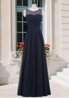 Scoop Neck Tulle Chiffon A-Line Mother Dress