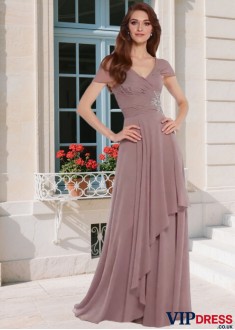 Elegant V-Neck Chiffon Mother of the Bride Dresses & Gowns