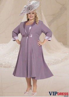 Elegant Purple Chiffon Mother of the Bride Dress with Jacket