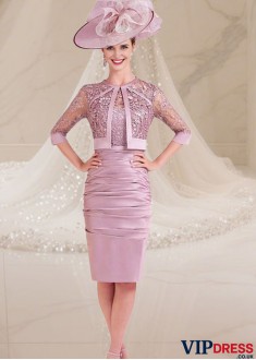 Lace Mother of the Bride with Jacket – Elegant Knee Length Sheath Style