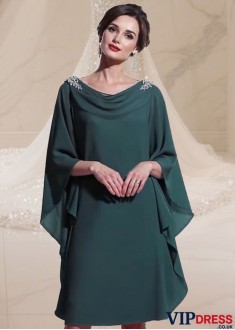 Knee-Length Chiffon Mother Dress with Cowl Neck for Special Occasions