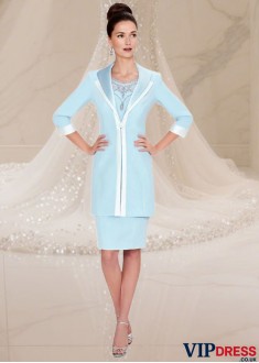 Elegant Tulle Satin Knee-Length Mother of the Bride Dress with Jacket