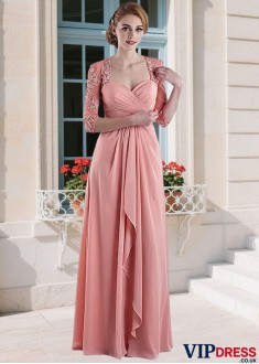 A-line Mother of the Bride Gown with Illusion Sleeves