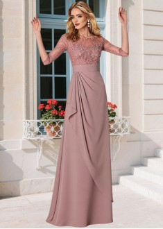 Elegant Sheath Mother of the Bride Dress Bateau Tulle Chiffon Full Length