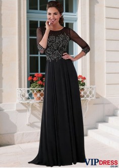 Chiffon Jewel Neck A-Line Mother Dress