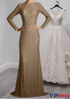Mother of the Bride Dresses & Formal Gowns – Jewel Neck With Long Sleeves