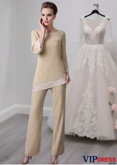 Elegant Bateau Neck Chiffon Mother of the Bride Outfits & Pantsuits