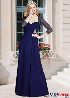 Illusion Sleeve Sheath Mother of the Bride Dress