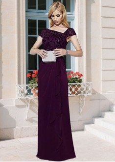 Cap Sleeve Chiffon Mother of the Bride Gown
