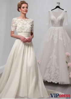 White Silk-Like Chiffon A-Line Mother of the Bride Dress with Illusion Sleeves