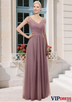 A-line Mother of the Bride Gown with Cap Sleeves