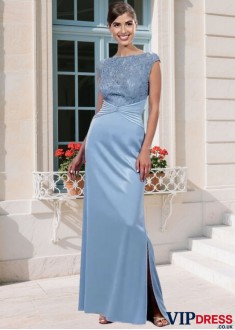 Elegant Chiffon Mother of the Bride Dress – Full Length Bateau Neck Sheath with Cap Sleeves