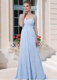 Tulle Chiffon V Neck A-Line Mother Dress